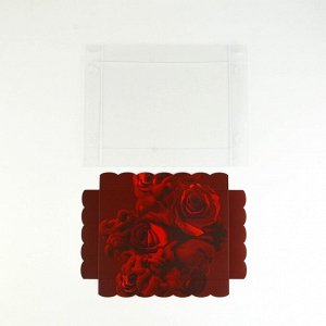 Коробка для кондитерских изделий с PVC крышкой «Розы», 22 x 15 x 3 см