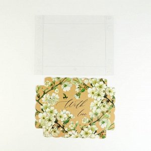 Коробка для кондитерских изделий с PVC крышкой «Пчёлка», 22 x 15 x 3 см