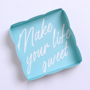 Коробка для кондитерских изделий с PVC крышкой «Make your life sweet», 10,5 x 10,5 x 3 см