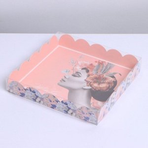 Коробка для кондитерских изделий с PVC крышкой «Живи мечтой», 13 x 13 x 3 см