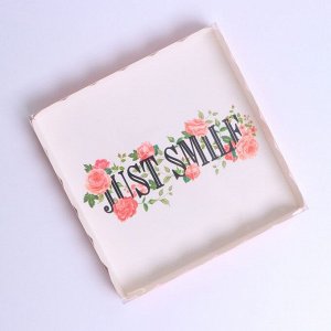 Коробка для кондитерских изделий с PVC крышкой «Just smile», 21 x 21 x 3 см