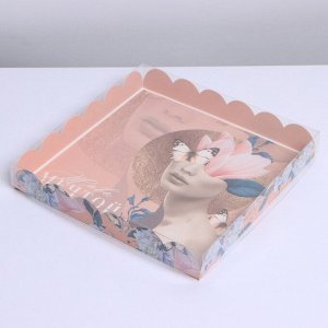 Коробка для кондитерских изделий с PVC крышкой «Живи мечтой», 21 x 21 x 3 см