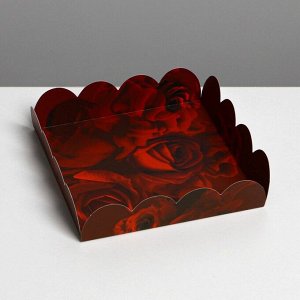 Коробка для кондитерских изделий с PVC крышкой «Розы», 13 x 13 x 3 см