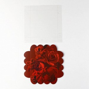 Коробка для кондитерских изделий с PVC крышкой «Розы», 13 x 13 x 3 см