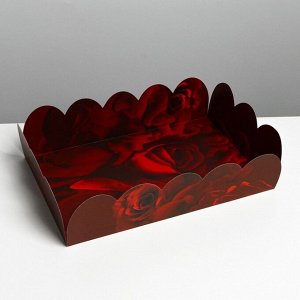 Коробка для кондитерских изделий с PVC крышкой «Розы», 20 x 30 x 8 см