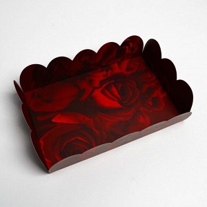 Коробка для кондитерских изделий с PVC крышкой «Розы», 20 x 30 x 8 см