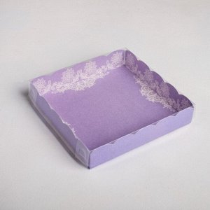 Коробка для кондитерских изделий с PVC-крышкой «Сделано с любовью», 15 x 15 x 3 см