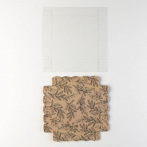 Коробка для кондитерских изделий с PVC крышкой «Сделано с любовью», 15 x 15 x 3 см
