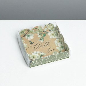 Коробка для кондитерских изделий с PVC крышкой «Пчёлка», 10,5 x 10,5 x 3 см