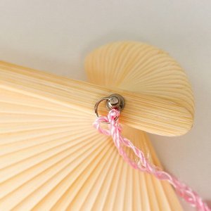 СИМА-ЛЕНД Веер бамбук, текстиль h=23 см &quot;Лодочка под сакурой&quot; розовый, с кисточкой