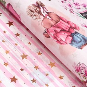 Бумага упаковочная, глянцевая двусторонняя "Кокетка", 70 х 100 см 9306400