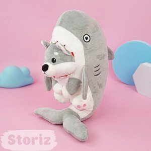 игрушка мягкая "Собака в акуле" 40см