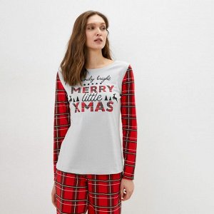 Пижама новогодняя женская KAFTAN "X-mas", цвет белый/красный, размер 48-50