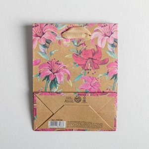 Пакет крафтовый вертикальный «Цветы», S 12 ? 15 ? 5.5 см