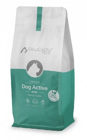 DELICADO®️DOG ACTIVE MINI Корм для активных собак с телятиной и индейкой,10 кг