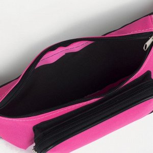 Поясная сумка на молнии, наружный карман, цвет чёрный/розовый