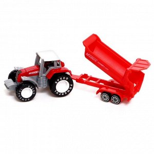 Трактор металлический «Фермер», с прицепом, цвет красный