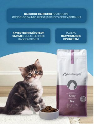 DELICADO®️ KITTY Корм для котят с курицей и индейкой, 1,5кг