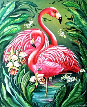Картина по номерам Розовые фламинго
