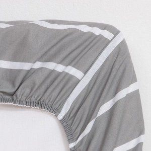 Простыня на резинке Этель 140х200х25 см "Gray stripes", 100% хлопок, поплин, 125 гр/м2
