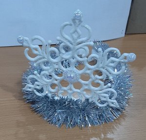 Карнавальный ободок снежинка корона с серебренным ободком