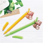 Ручка шариковая MESHU &quot;Monkey&quot; синяя, 0,7мм, корпус ассорти, с топпером