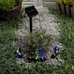 Садовый светильник на солнечной батарее «Обруч», 9 LED, свечение мульти