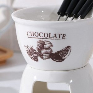 Фондюшница керамическая Chocolate, 350 мл, цвет белый