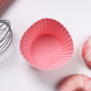 Форма силиконовая для выпечки Доляна «Риб», 10,5?6 см, цвет розовый