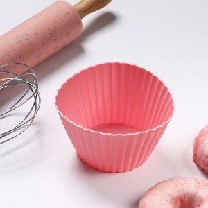 Форма силиконовая для выпечки Доляна «Риб», 10,5?6 см, цвет розовый