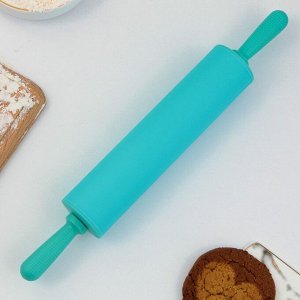 Скалка «Дома вкуснее», 31 х 4.2 см, силикон, пластик, цвет бирюзовый