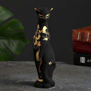 Фигура "Кошка Багира" черная, влево, роспись 5х4х20см