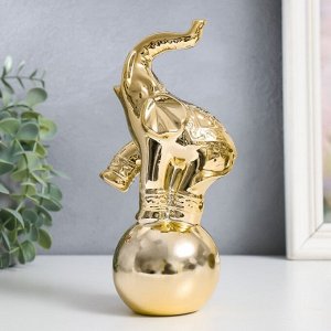 Сувенир керамика "Слон на шарике" золото 18,5х8,5х6 см