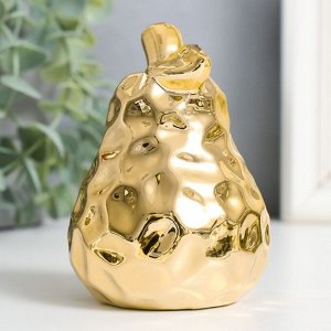 Сувенир керамика "Текстурная груша с веточкой" золото 6,5х6,5х9,5 см