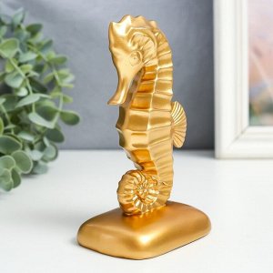 Сувенир полистоун "Морской конёк" золото 6х8,5х14,5 см