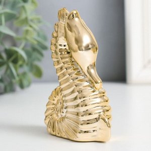 Сувенир керамика "Морской конёк" золото 3,3х6,7х9,8 см
