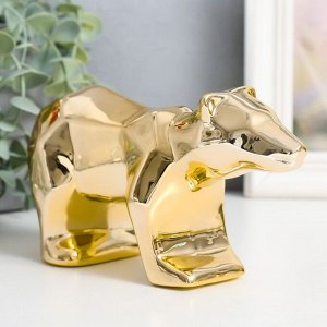 Сувенир керамика 3D грани "Полярный медведь" золото 6,5х17х9,3 см