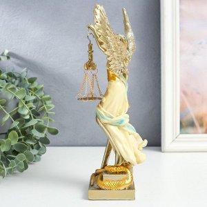 Сувенир полистоун "Богиня Фемида с крыльями - Правосудие" сливки с золотом 6х11х25 см