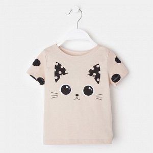 Футболка для девочки KAFTAN "Kitten" 34 (122-128), бежевый