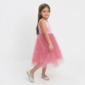 Платье детское с бусинками KAFTAN р. 34 (122-128 см), розовый