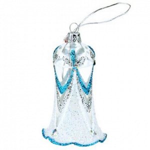 Елочная игрушка колокольчик стеклянная "Элегантный" h8,2см, ручная художественная роспись, подарочная упаковка (Россия)