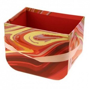 Коробка подарочная для цветов набор 3 штуки: 12,5х9х10см; 14х11х11,5см; 16,5х12х12,5см "Акварель" розовые тона, с золотом, с ручкой (Китай)