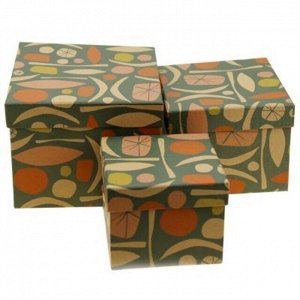 Коробка подарочная набор 3 штуки: 11,5х11,5х9см; 14х14х11см; 16,5х16,5х13см "Крафт" "Абстракция" (Китай)