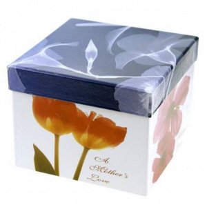 Коробка подарочная, набор 3 штуки: 11,5х11,5х9см; 14х14х11см; 16,5х16,5х13см "Весенние цветы" (Китай)