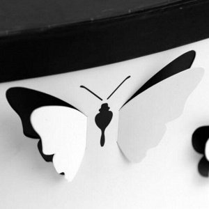 Коробка подарочная, набор 3 штуки: 19х18х12см; 24х22х13,5см; 28,5х26х15см форма "сердце" "Бабочки" черно-белый (Китай)