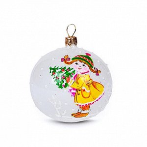 Елочная игрушка шар стеклянная "Детский" д6см, ручная художественная роспись, подарочная упаковка (Россия)