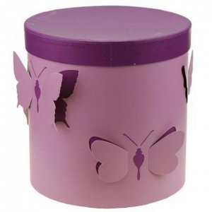Коробка подарочная, набор 3 штуки: д16,5х16,5см; д19х19см; д21,5х21,5см "Бабочки" сиренево-фиолетовый (Китай)