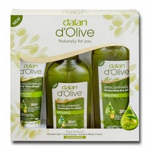 Косметический подарочный набор "Dalan d"Olive": гель для душа 400мл, жидкое мыло 300мл, крем 75мл (Турция)