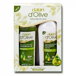 Косметический подарочный набор "Dalan d"Olive": гель для душа 400мл, лосьон 400мл (Турция)
