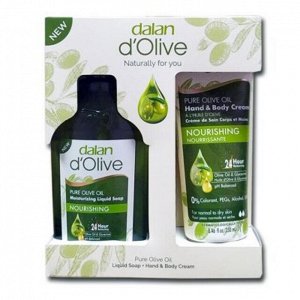 Косметический подарочный набор "Dalan d"Olive": жидкое мыло 300мл, крем 250мл (Турция)